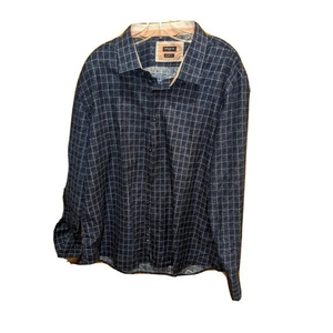 Rosso Milano Mens Shirt Size xl blue plaid‎ Modern Fit Made In Italy Button Up